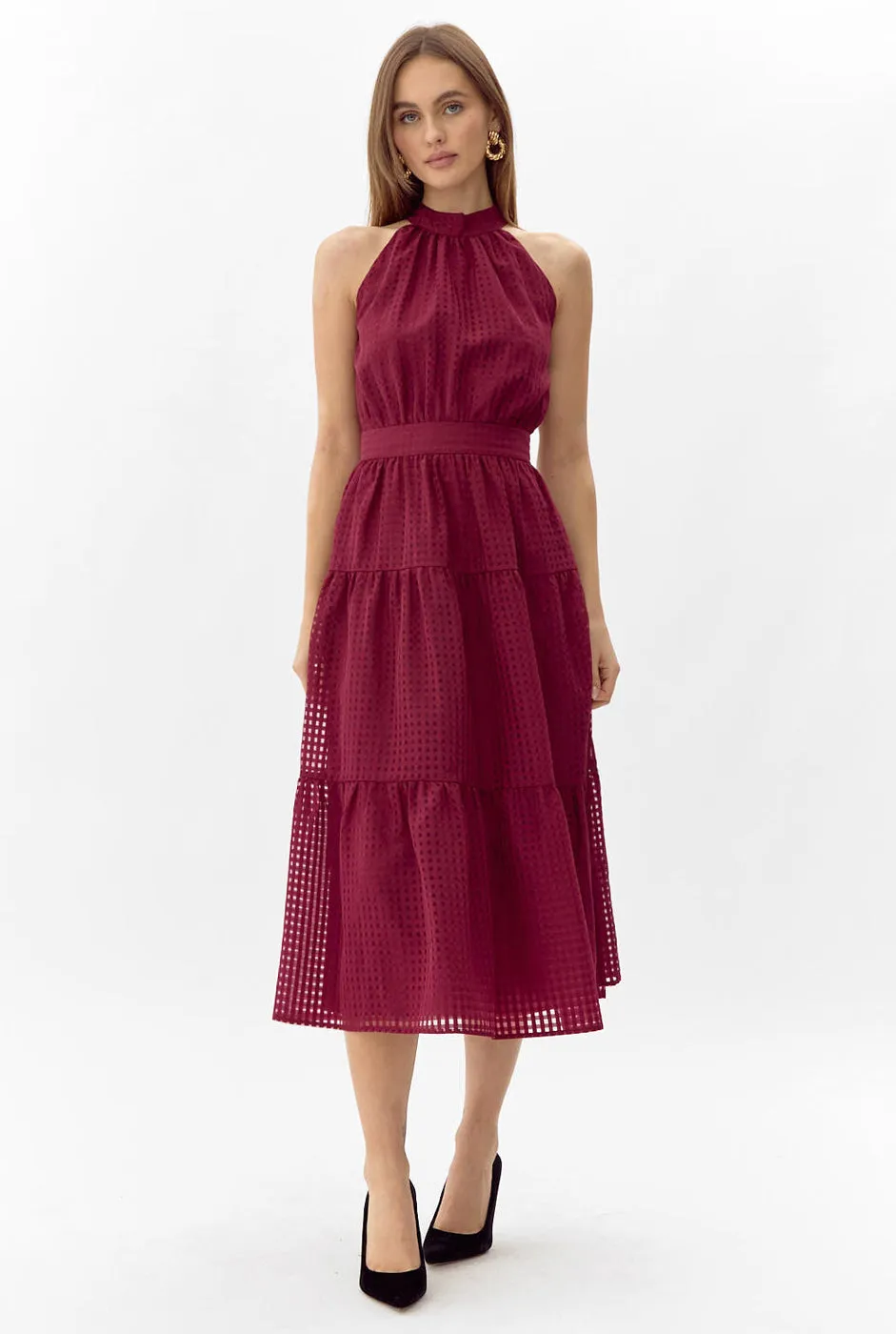 Adelyn Rae Angel Seersucker Halter Dress