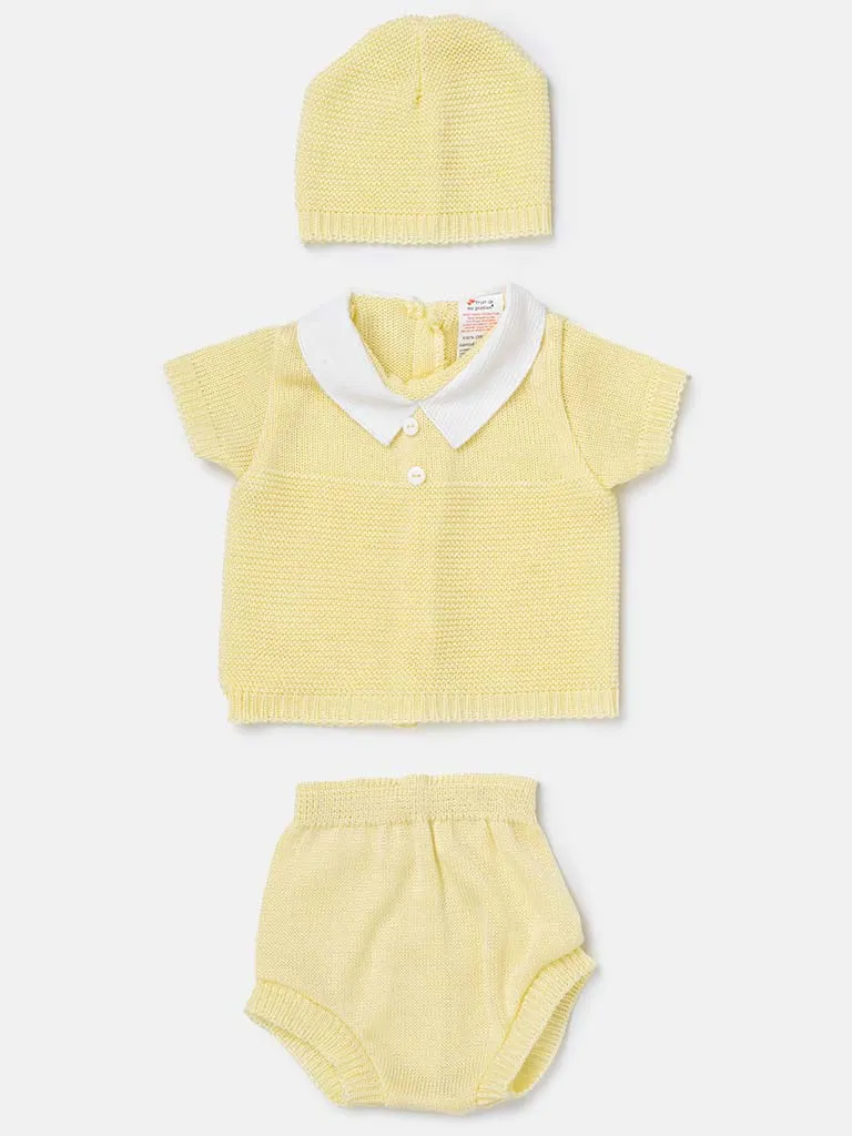Baby Boy 3-piece Everyday Knitted Gift Box Set-Lemon Yellow