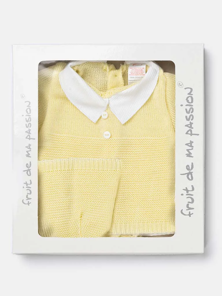 Baby Boy 3-piece Everyday Knitted Gift Box Set-Lemon Yellow