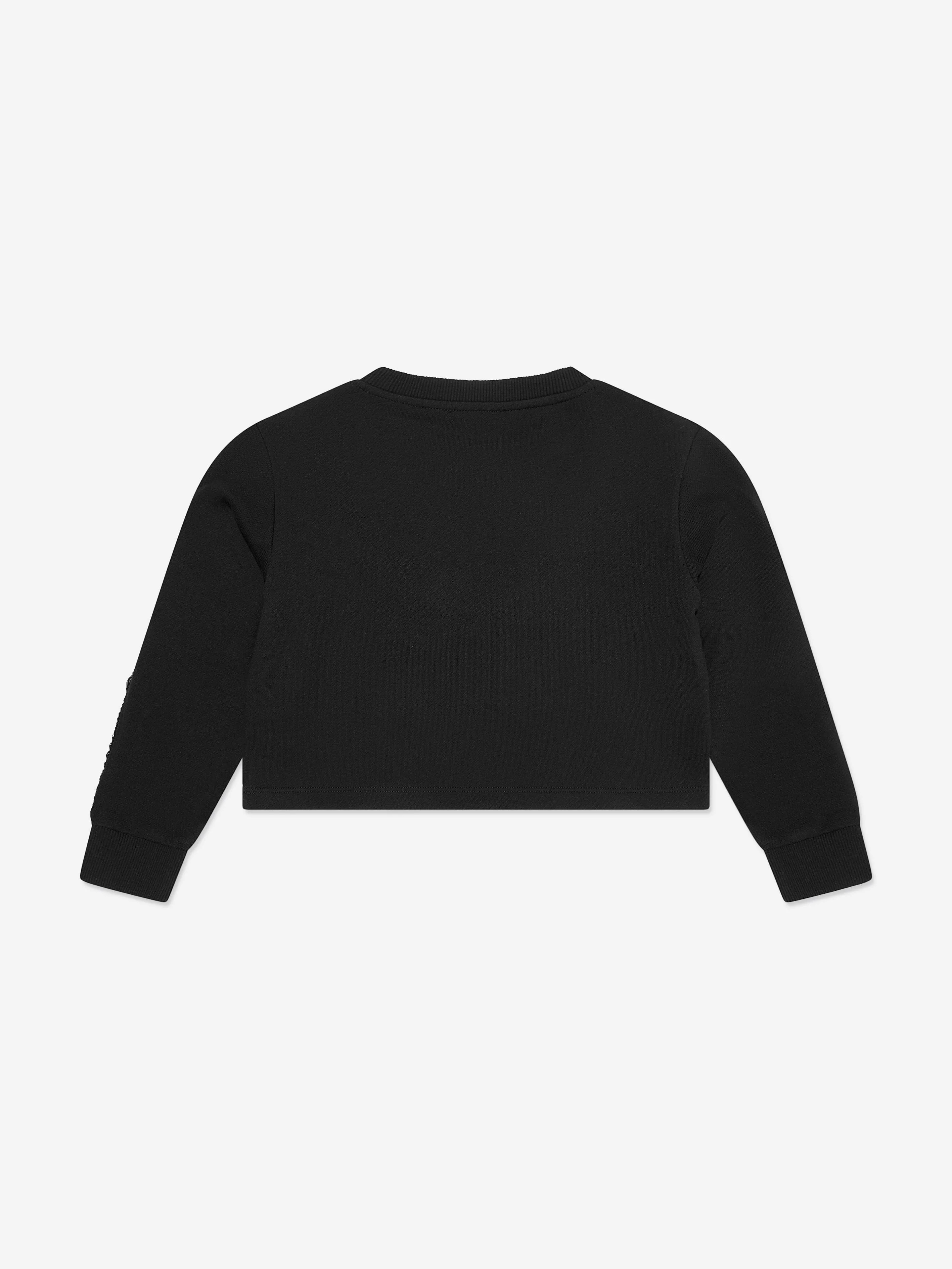 Balmain Girls Fringed Sweatshirt in Black