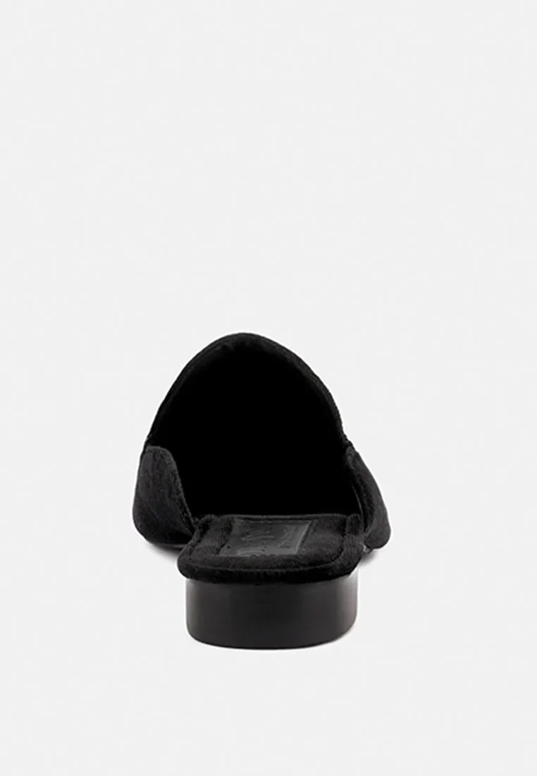 BATISTE Black Velvet Handcrafted Mules