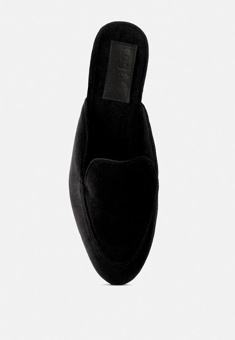 BATISTE Black Velvet Handcrafted Mules