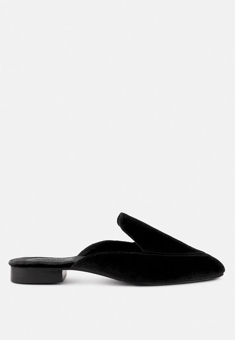 BATISTE Black Velvet Handcrafted Mules