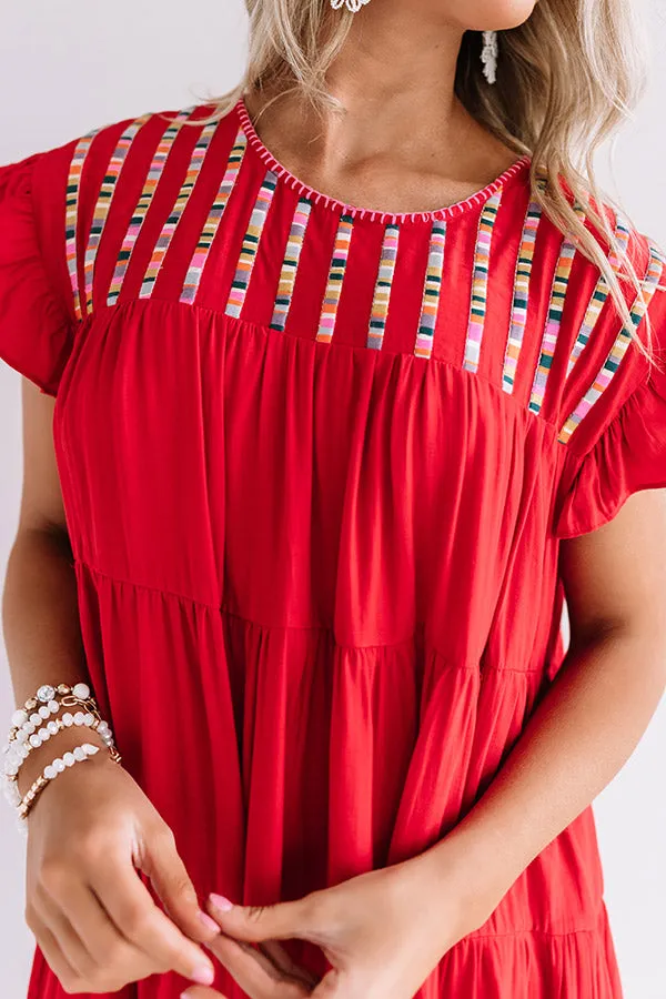 Cabo Cantina Embroidered Shift Dress In Red