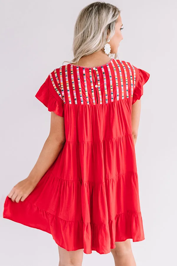 Cabo Cantina Embroidered Shift Dress In Red