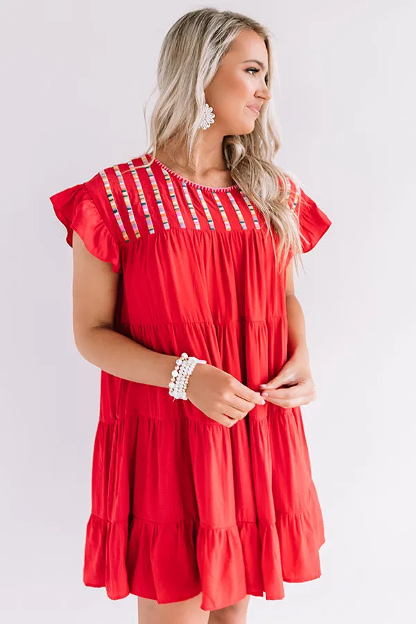 Cabo Cantina Embroidered Shift Dress In Red