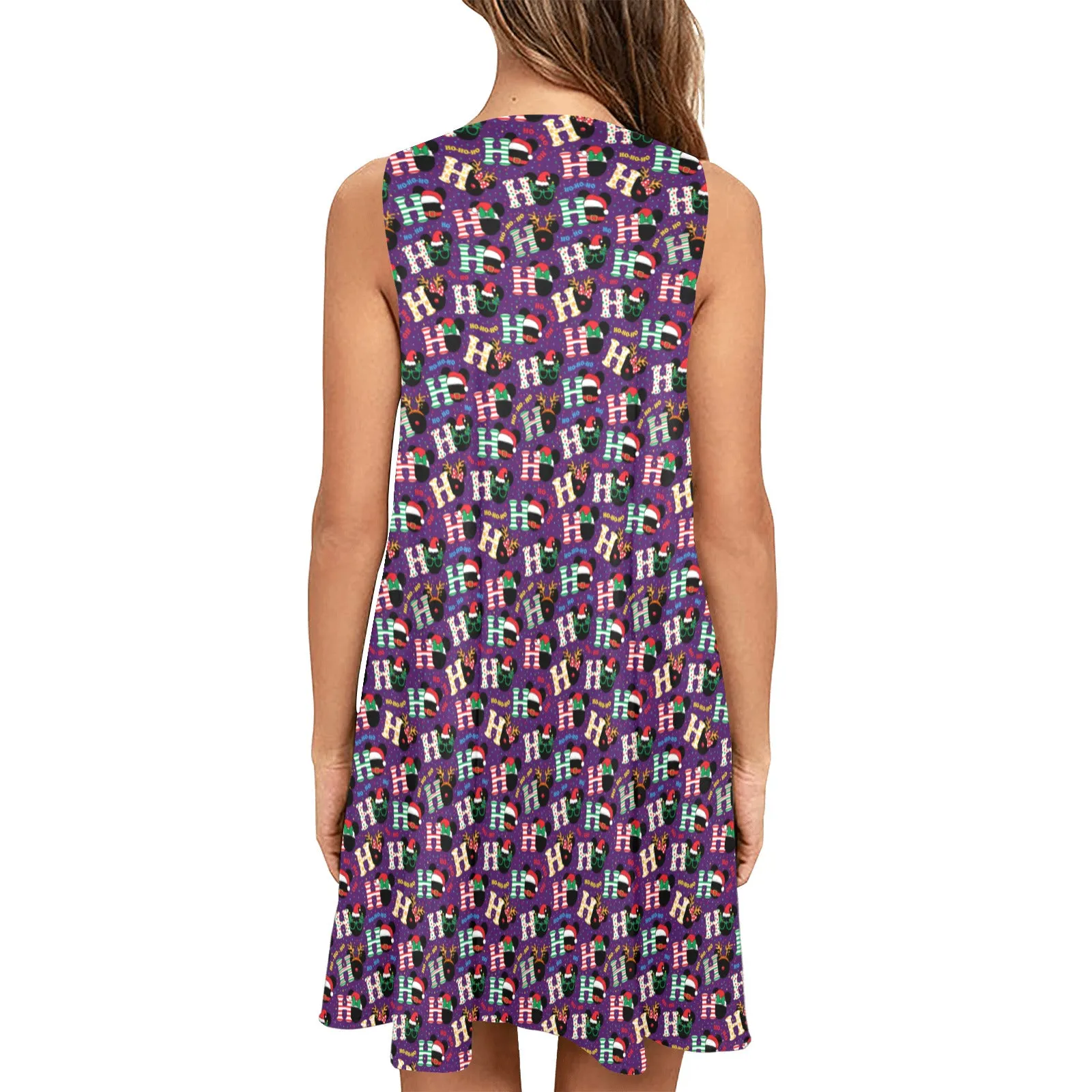 Christmas Ho Ho Sleeveless A-Line Pocket Dress
