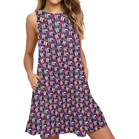 Christmas Ho Ho Sleeveless A-Line Pocket Dress