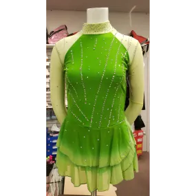 Competition Skating Dress Green Ombre Long Sleeves BSU0104 Adult Medium