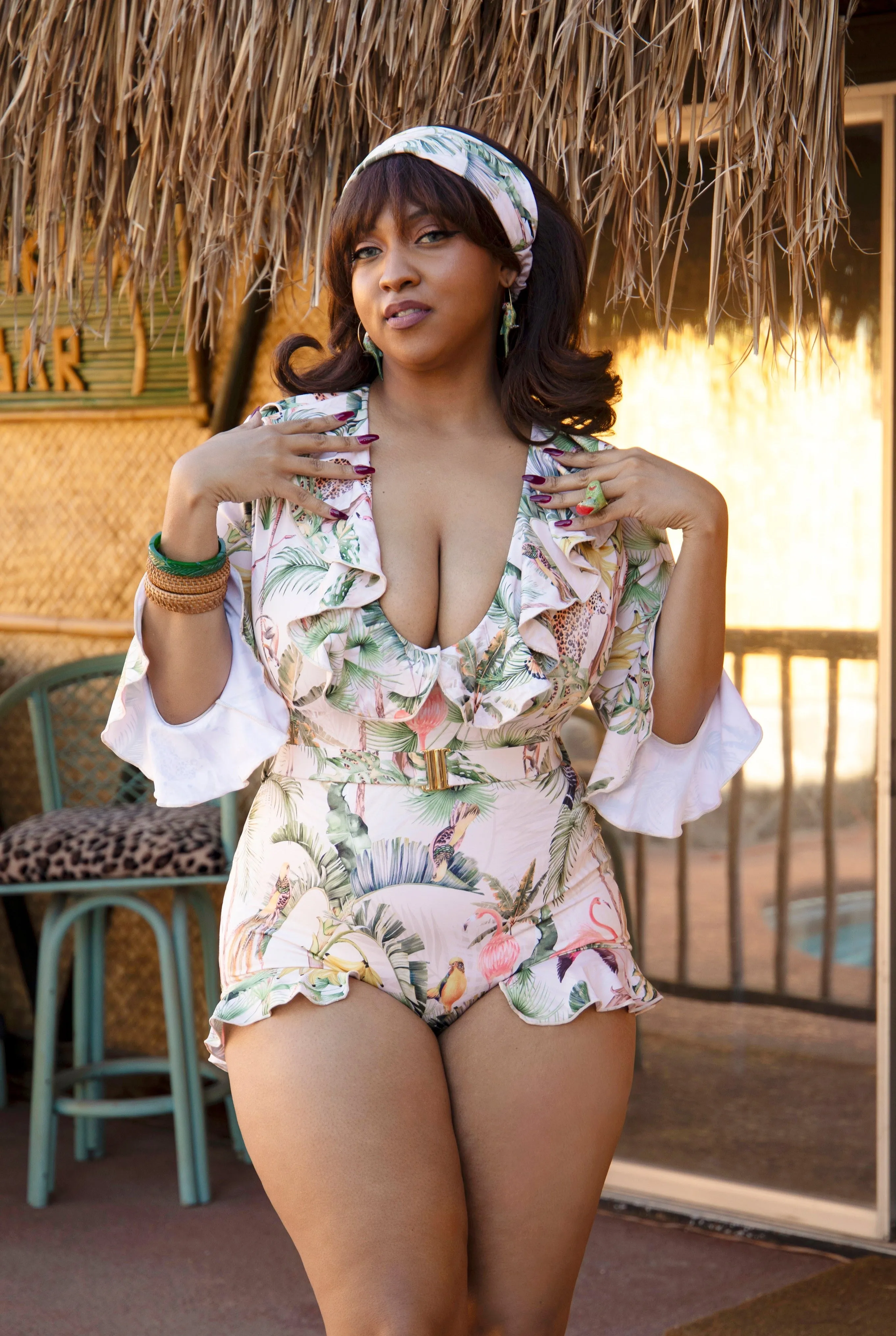 Delilah Swimsuit   Headband (Jungle print)