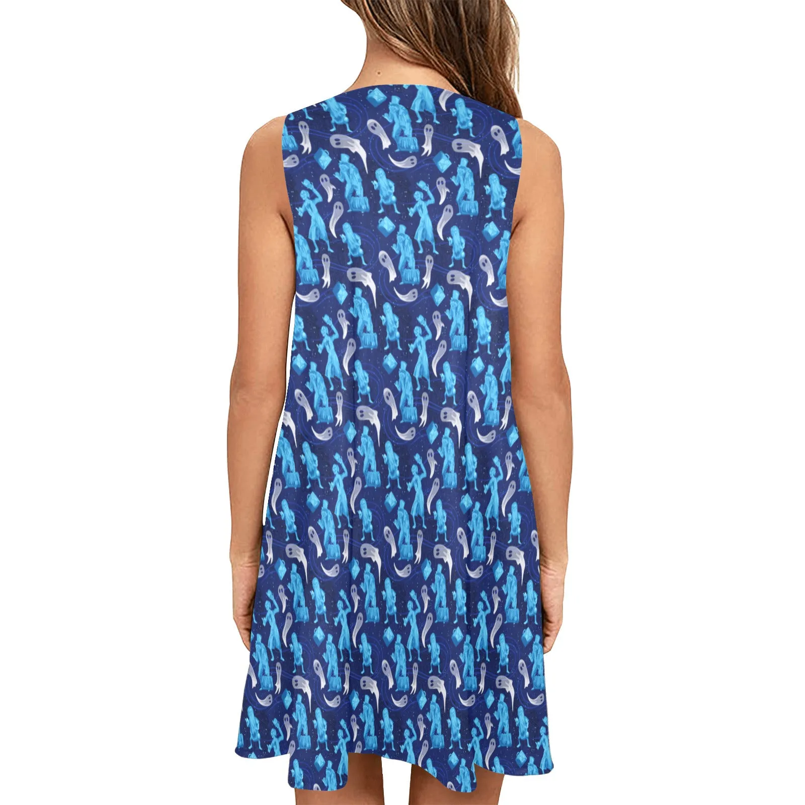 Disney Haunted Mansion Hitchhiking Ghosts Sleeveless A-Line Pocket Dress