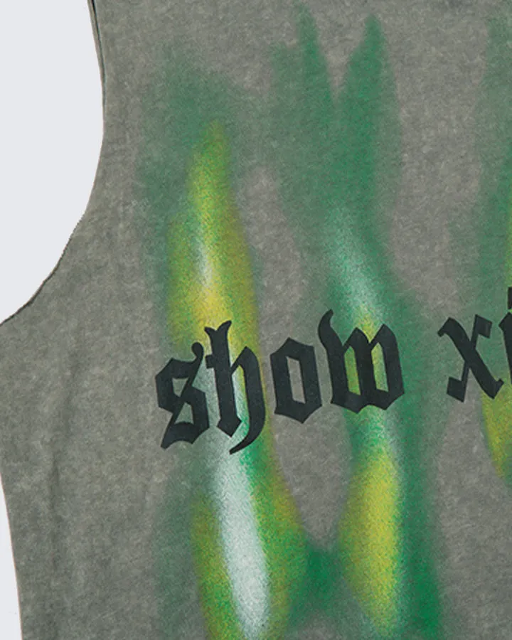 Distressed Glow-in-the-Dark Print Tank Top