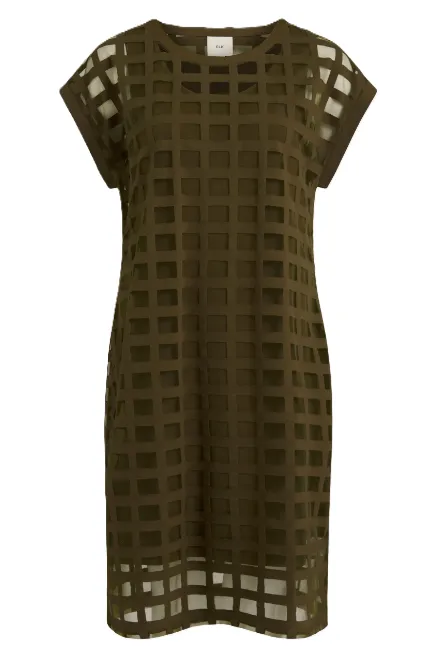 ELK GRID BURNOUT DRESS - OLIVE MOSS