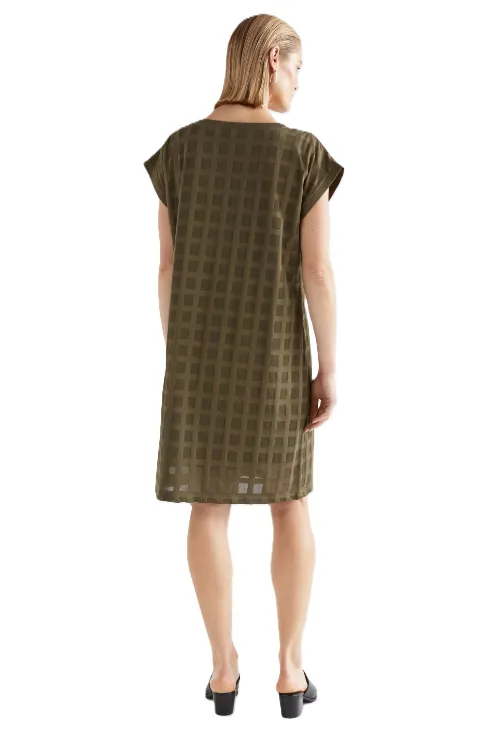 ELK GRID BURNOUT DRESS - OLIVE MOSS