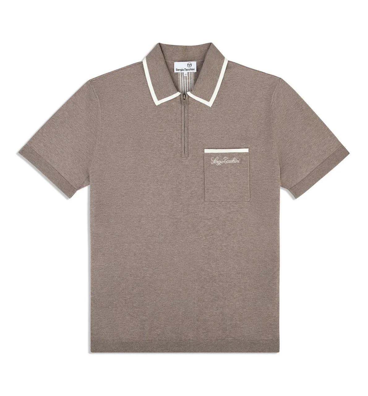 Enzo Knit Polo- Taupe Grey