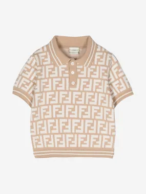 Fendi Baby Boys FF Knit Polo Shirt in Beige