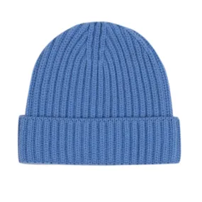 Fisherman Knit 8ply Cashmere Hat - Isfahan Blue