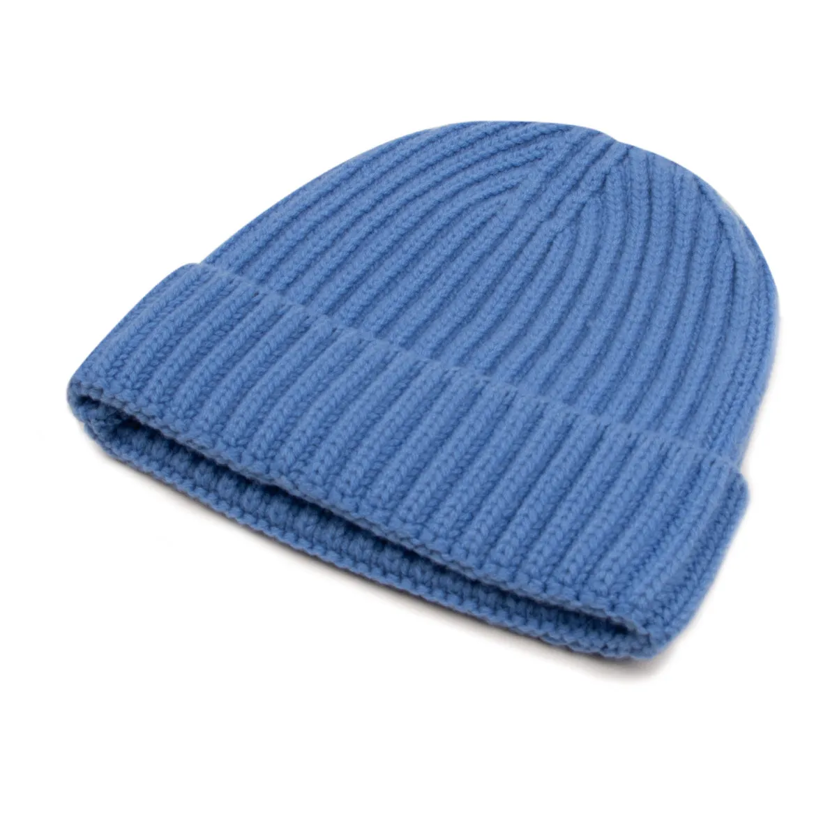 Fisherman Knit 8ply Cashmere Hat - Isfahan Blue