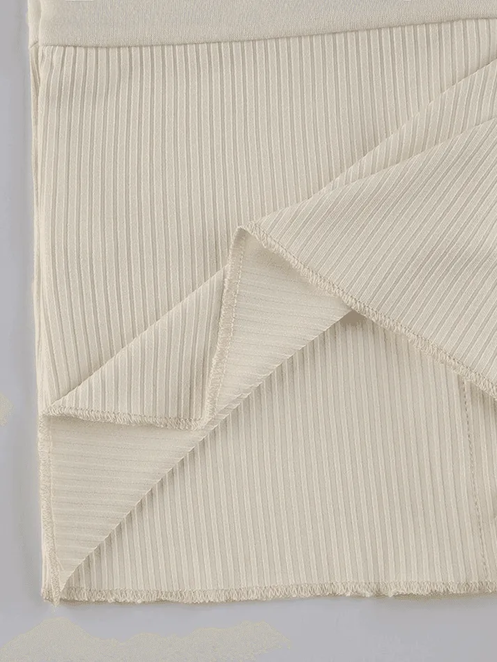 Fleece Bow-Neck Ribbed Lace Blouse