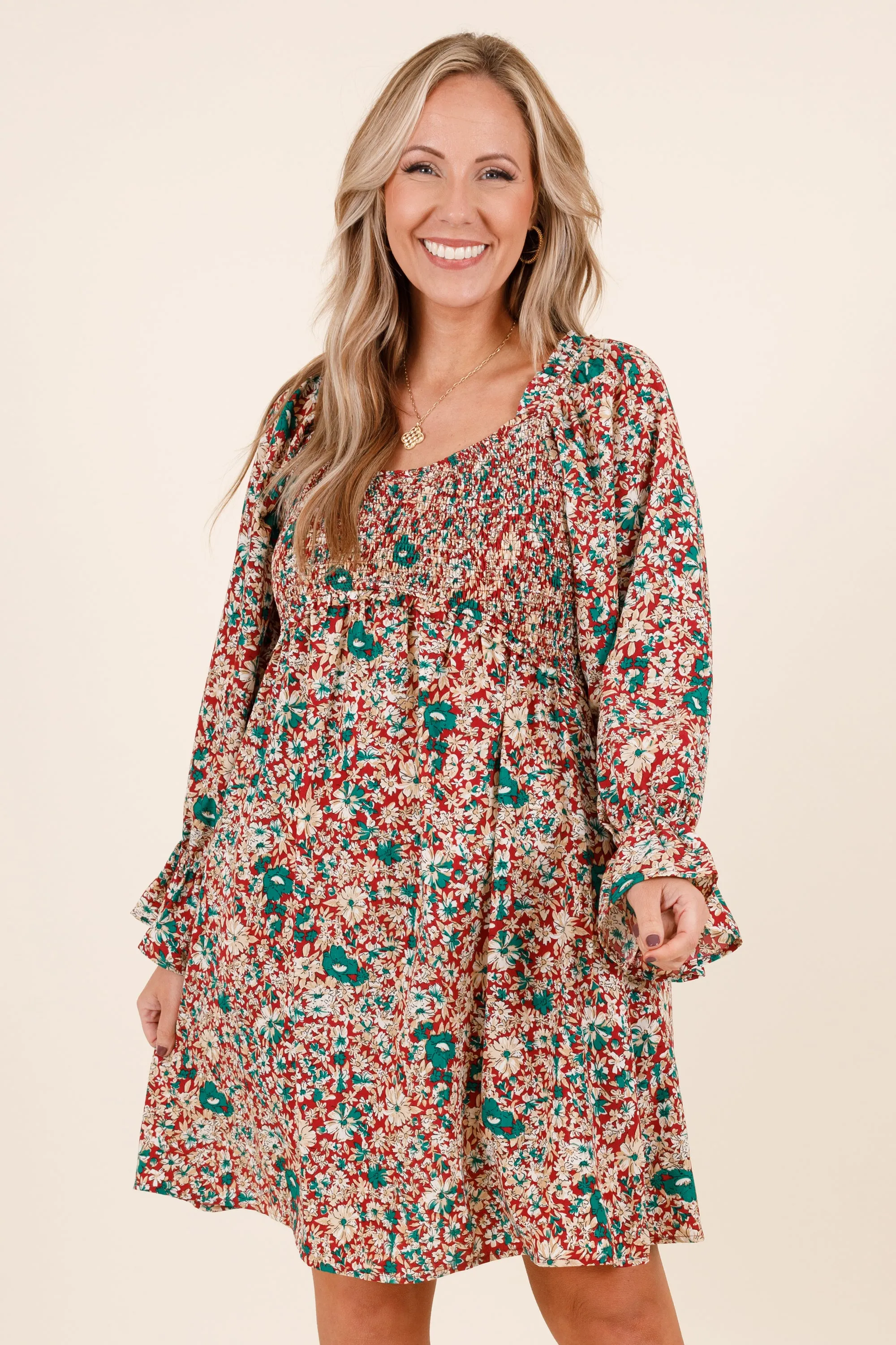 Floral Cowgirl Dress, Red