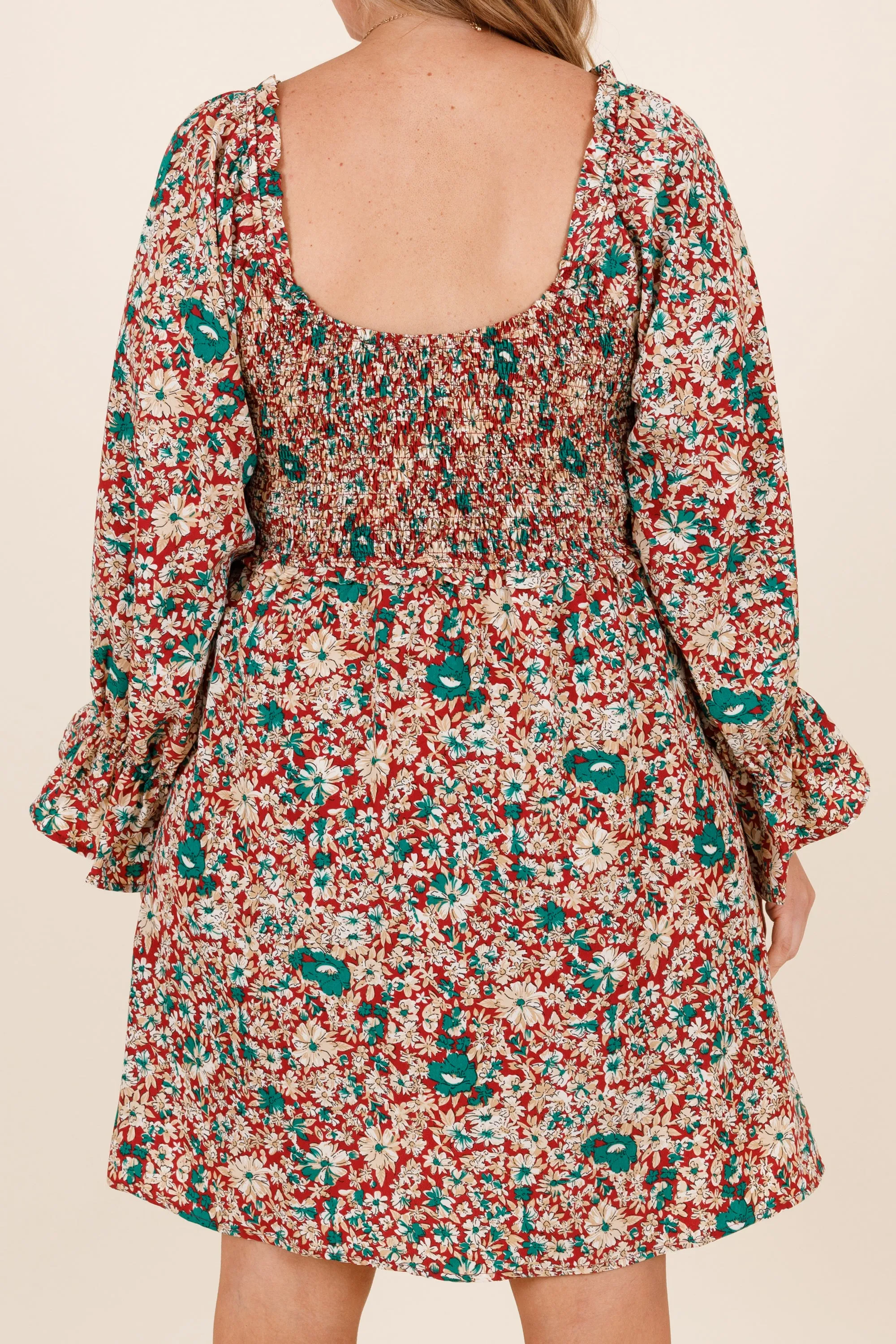 Floral Cowgirl Dress, Red