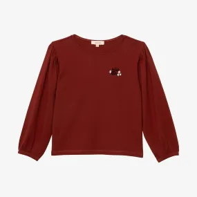 Girl brown long sleeve T-shirt