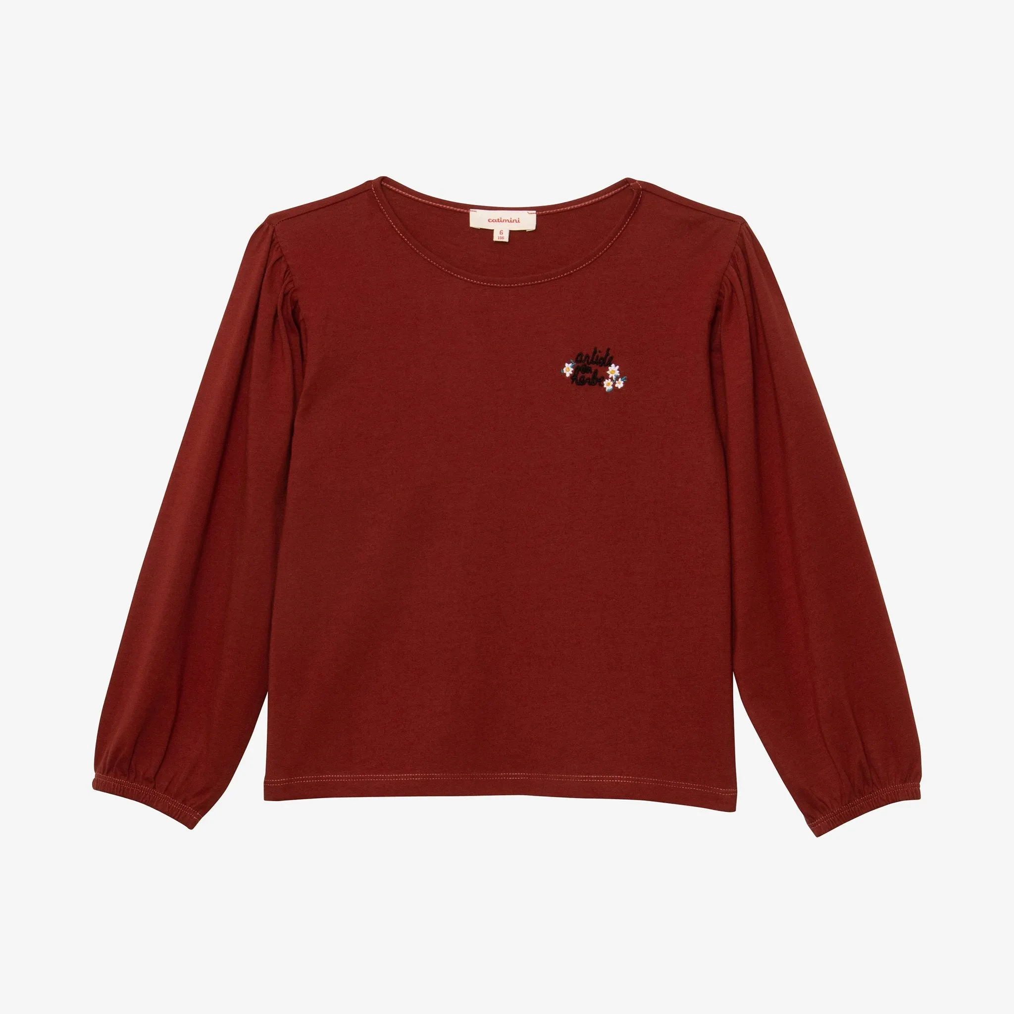 Girl brown long sleeve T-shirt