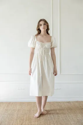 Greta dress in ivory cotton