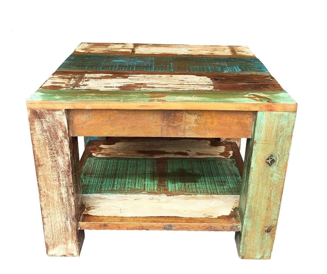 Liberty Reclaimed Wood Side Table Multi Color 60x60x45cm
