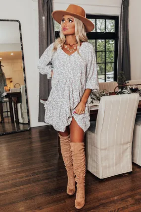 Living For Love Floral Babydoll Dress In Airy Blue