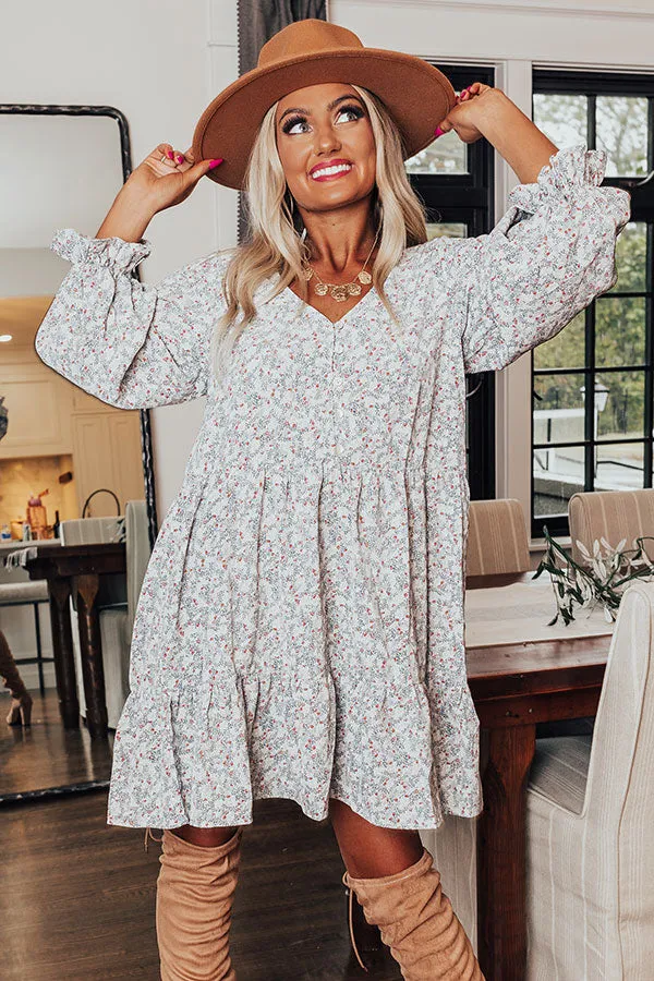 Living For Love Floral Babydoll Dress In Airy Blue