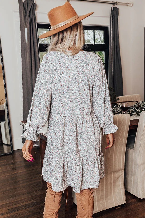 Living For Love Floral Babydoll Dress In Airy Blue