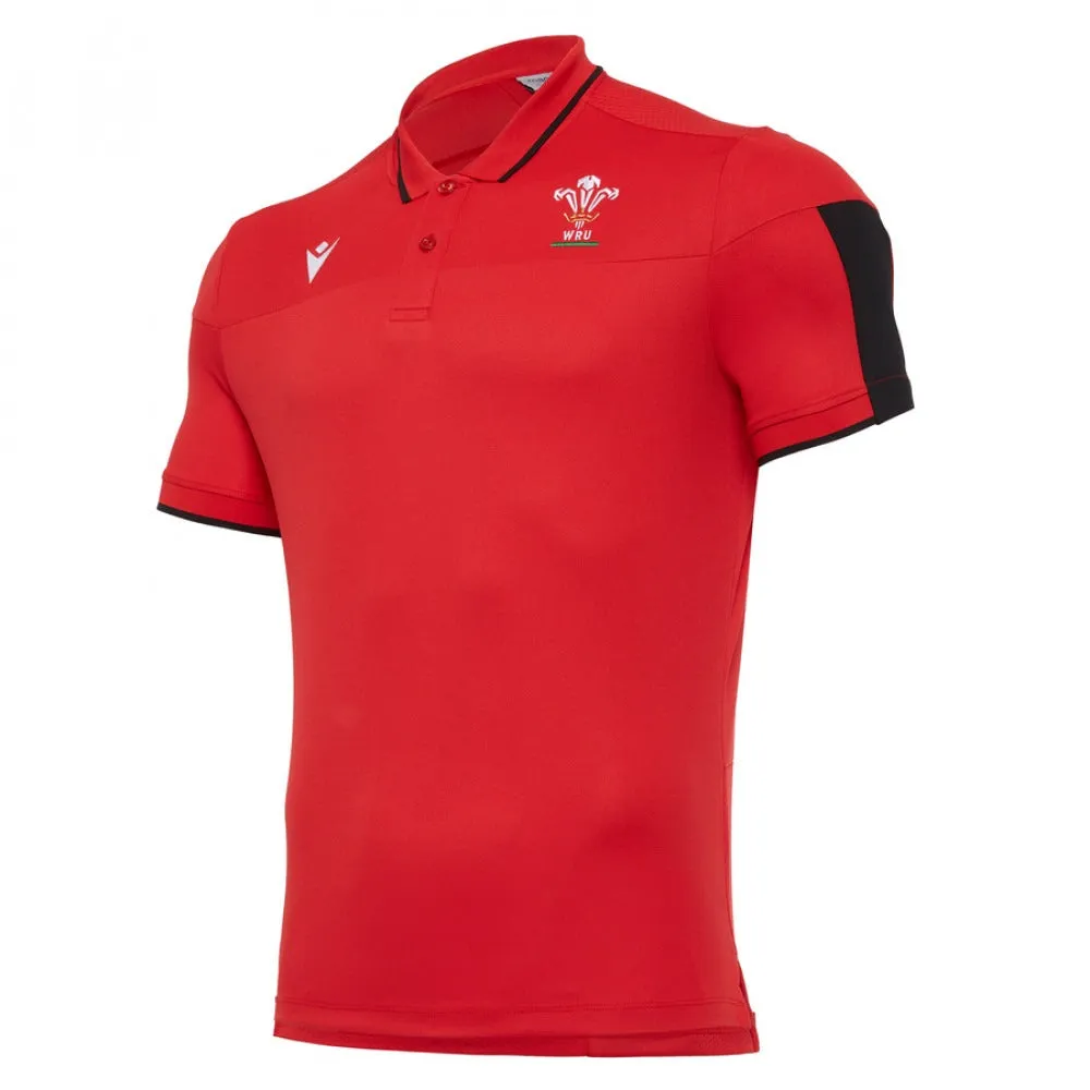 Macron Wales WRU 20/21 Mens Travel Player Tech Polo