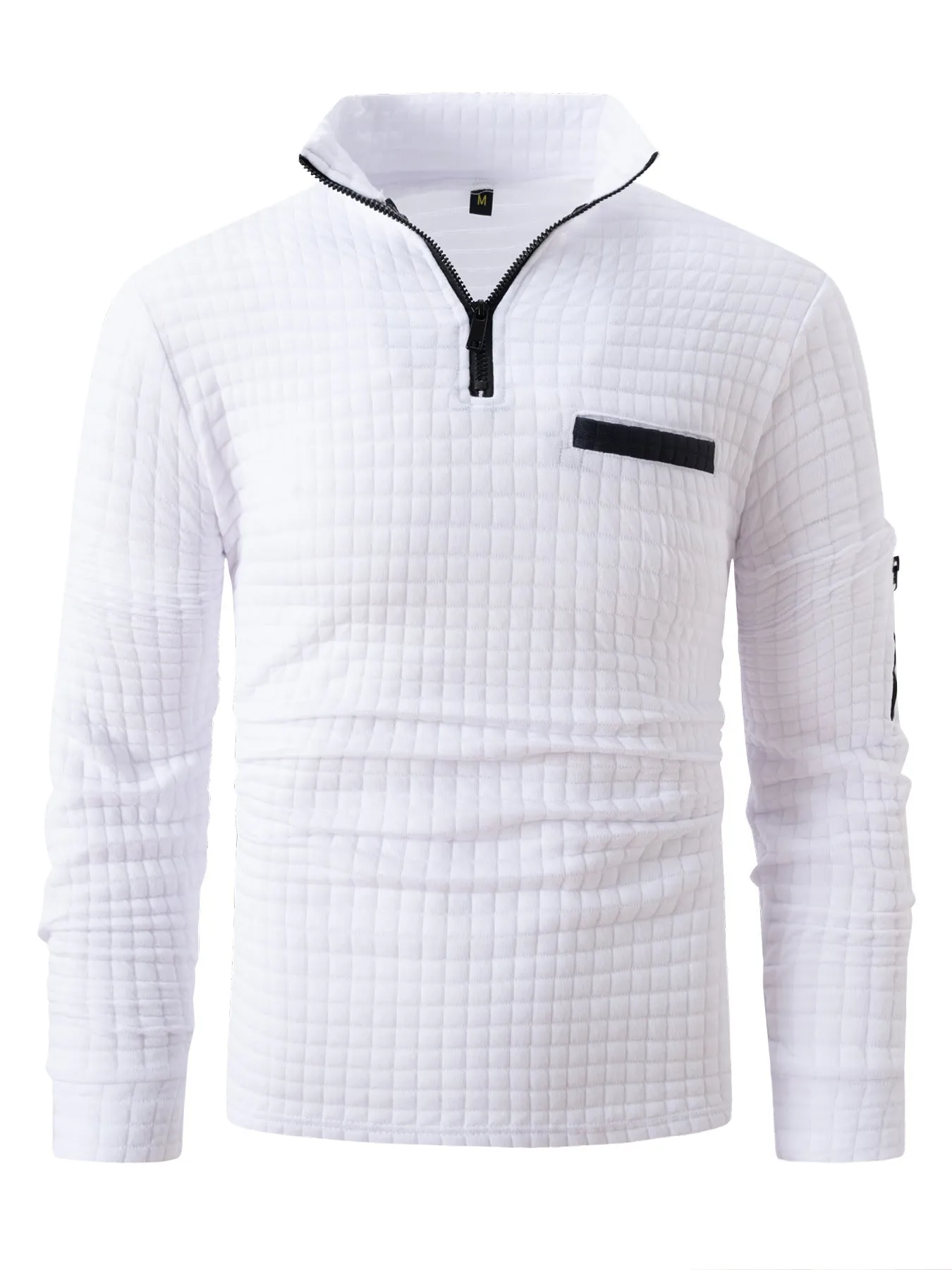MEN'S CHECKERED POLO SHIRT WITH ARM ZIPPER AND SPORTS POLO SHIRT