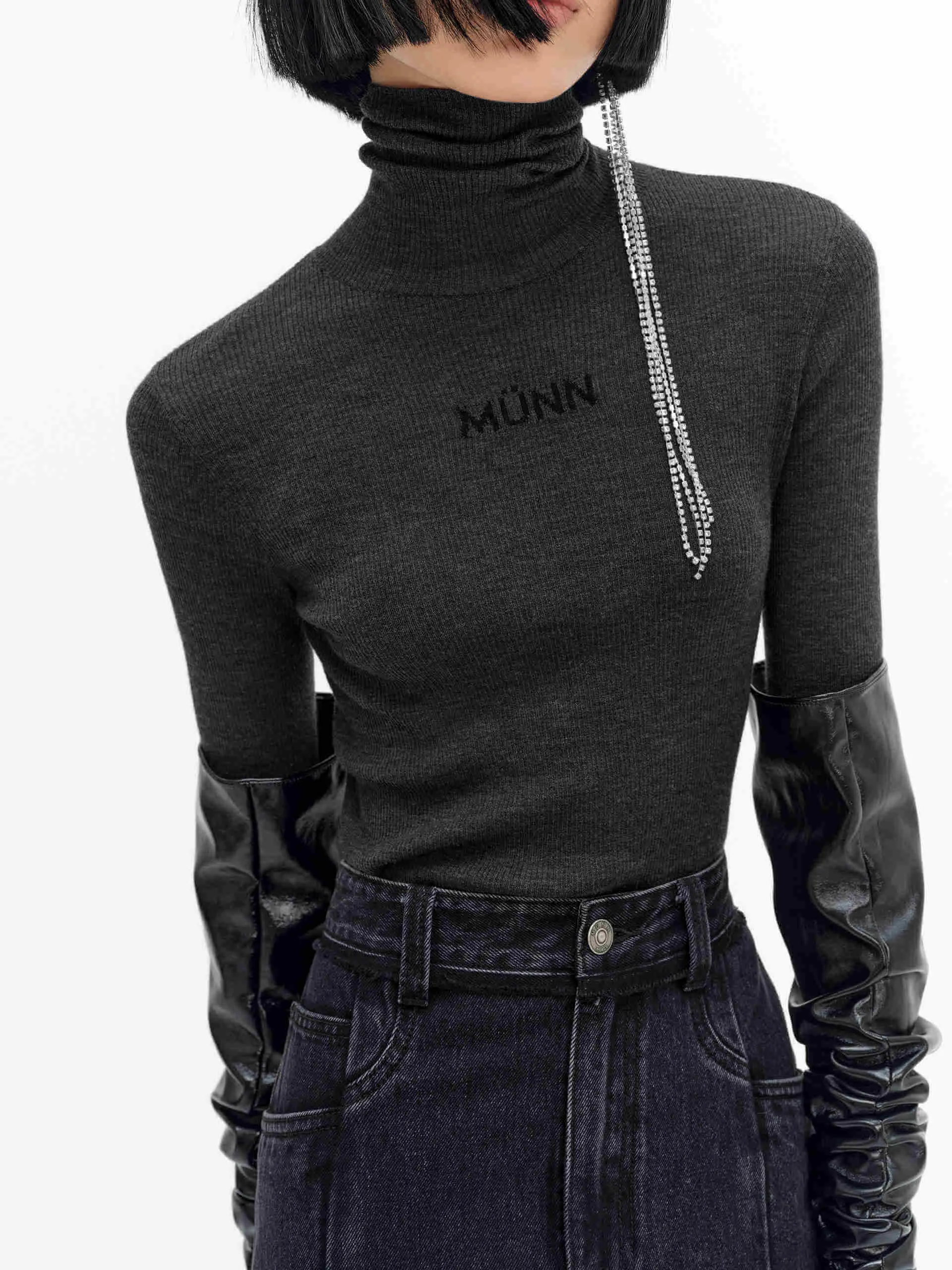 Merino Wool Turtleneck Top