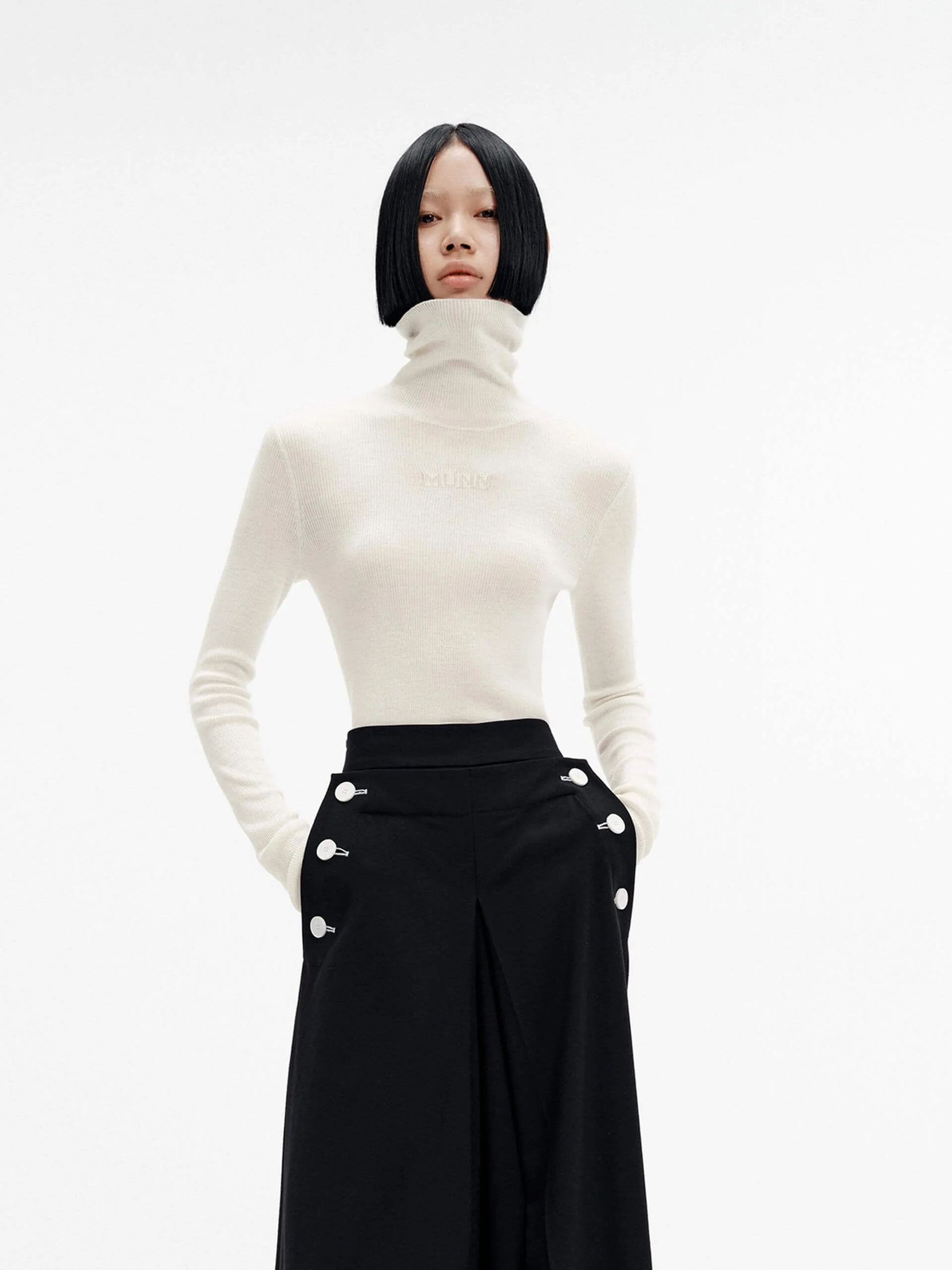 Merino Wool Turtleneck Top
