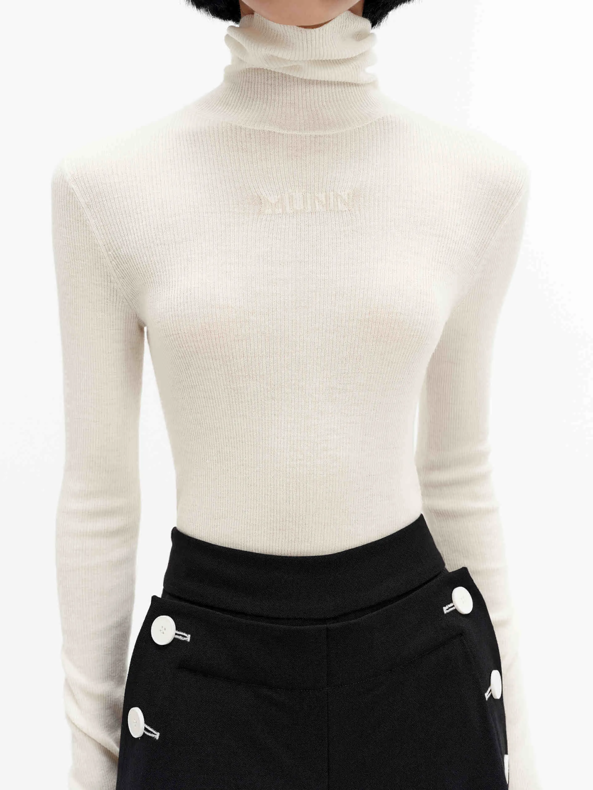 Merino Wool Turtleneck Top