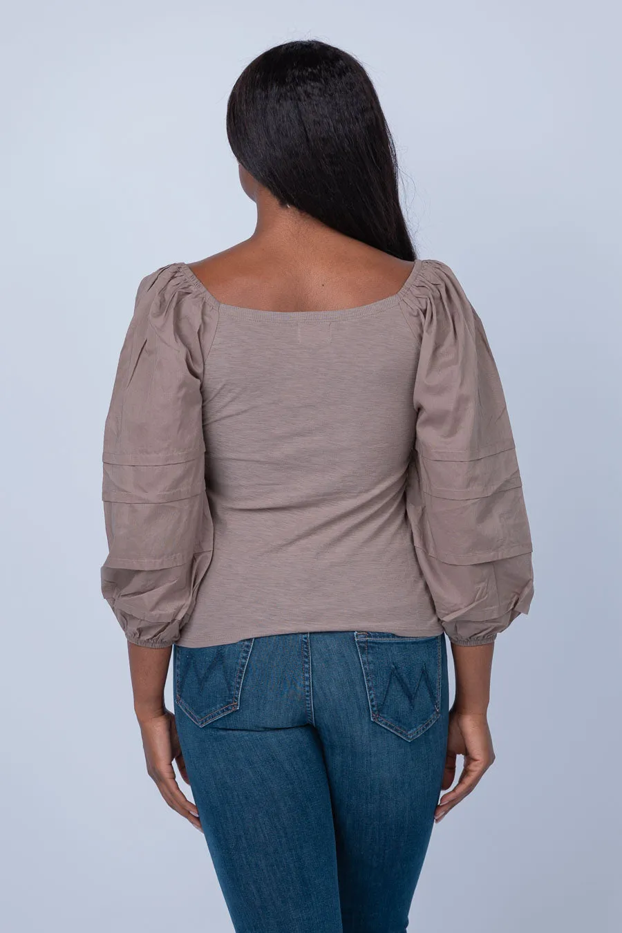 Nation Ltd Emmeline Pintucked Top in Granite