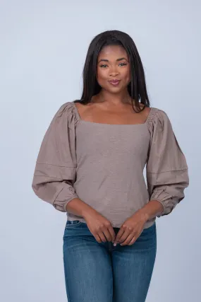 Nation Ltd Emmeline Pintucked Top in Granite