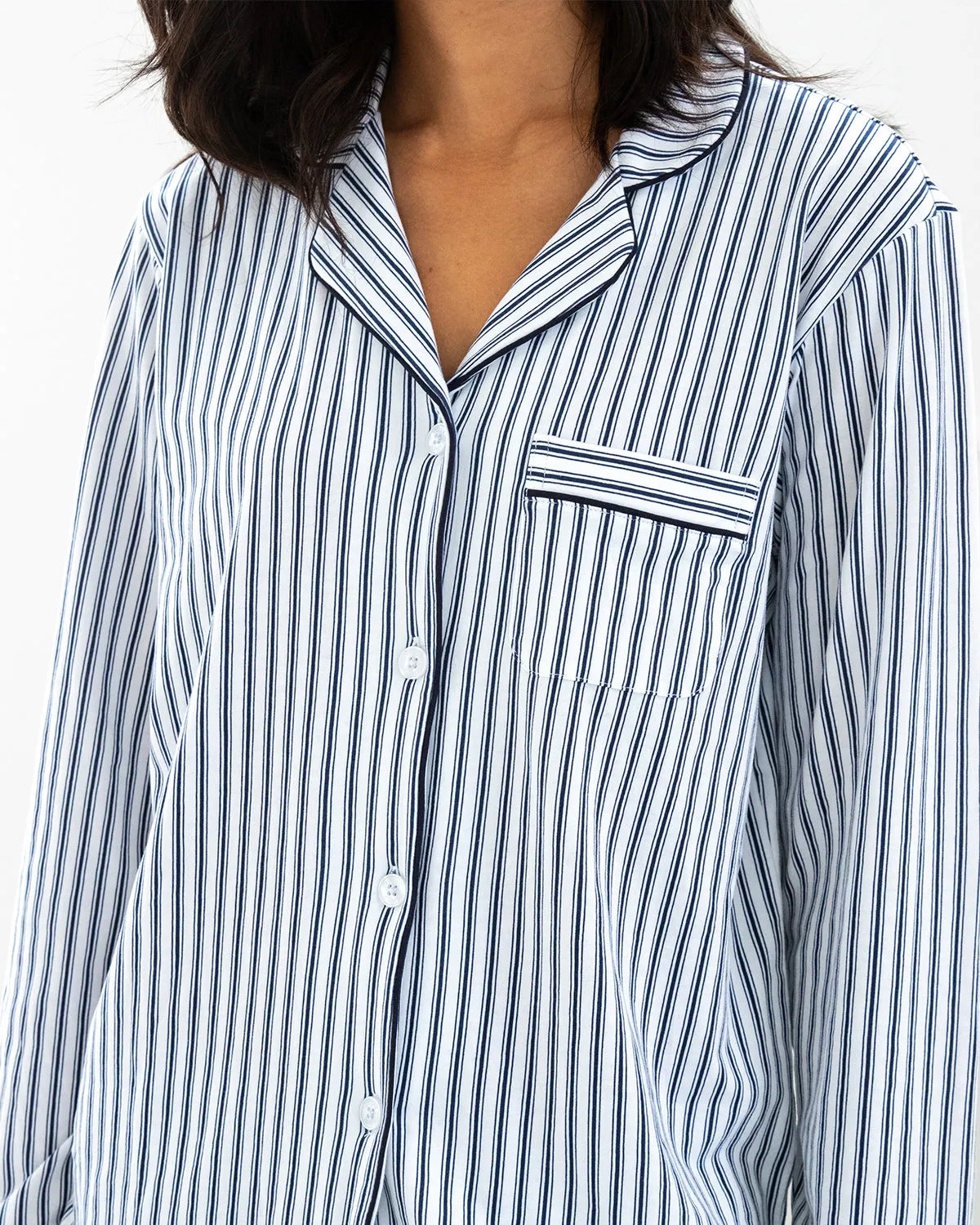 Navy Ticking Pima Cotton Jersey PJ