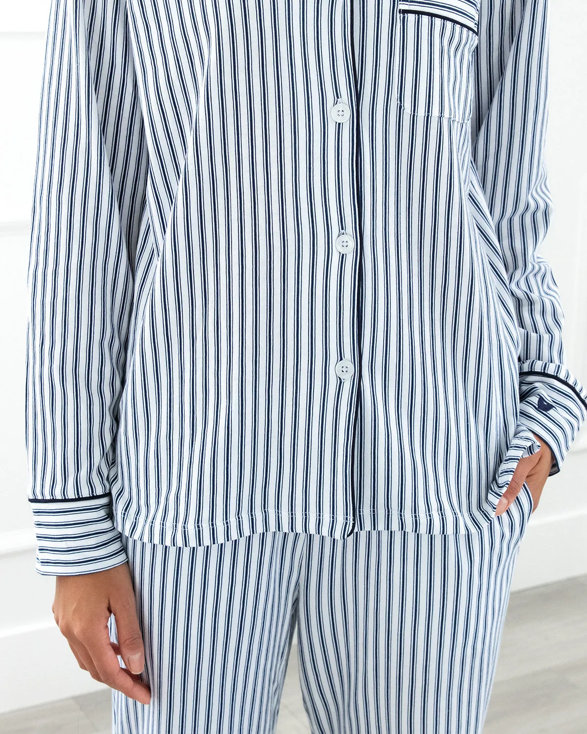 Navy Ticking Pima Cotton Jersey PJ