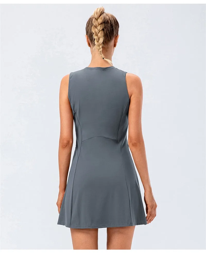 Nylon Mix Quick Dry Yoga Golf Fitness Badminton 2 Piece Set Skirt And Shorts Sportswear Tennis Dress