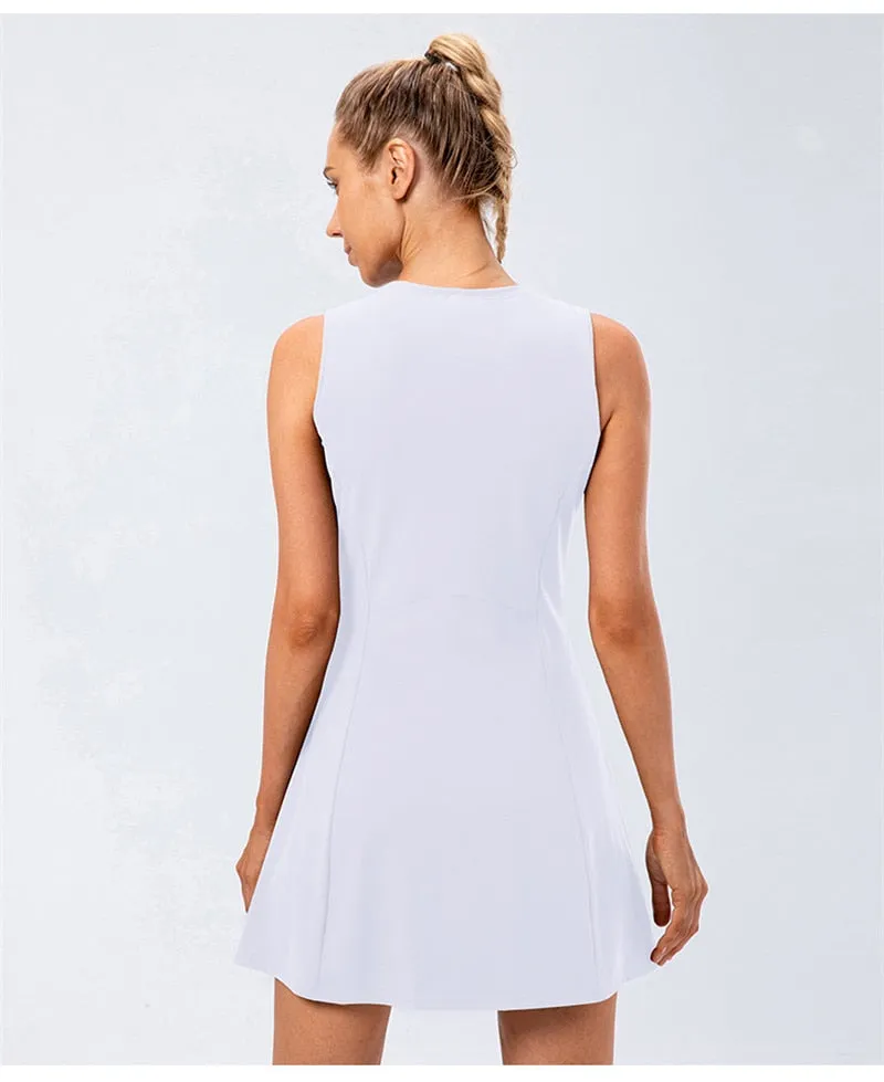 Nylon Mix Quick Dry Yoga Golf Fitness Badminton 2 Piece Set Skirt And Shorts Sportswear Tennis Dress