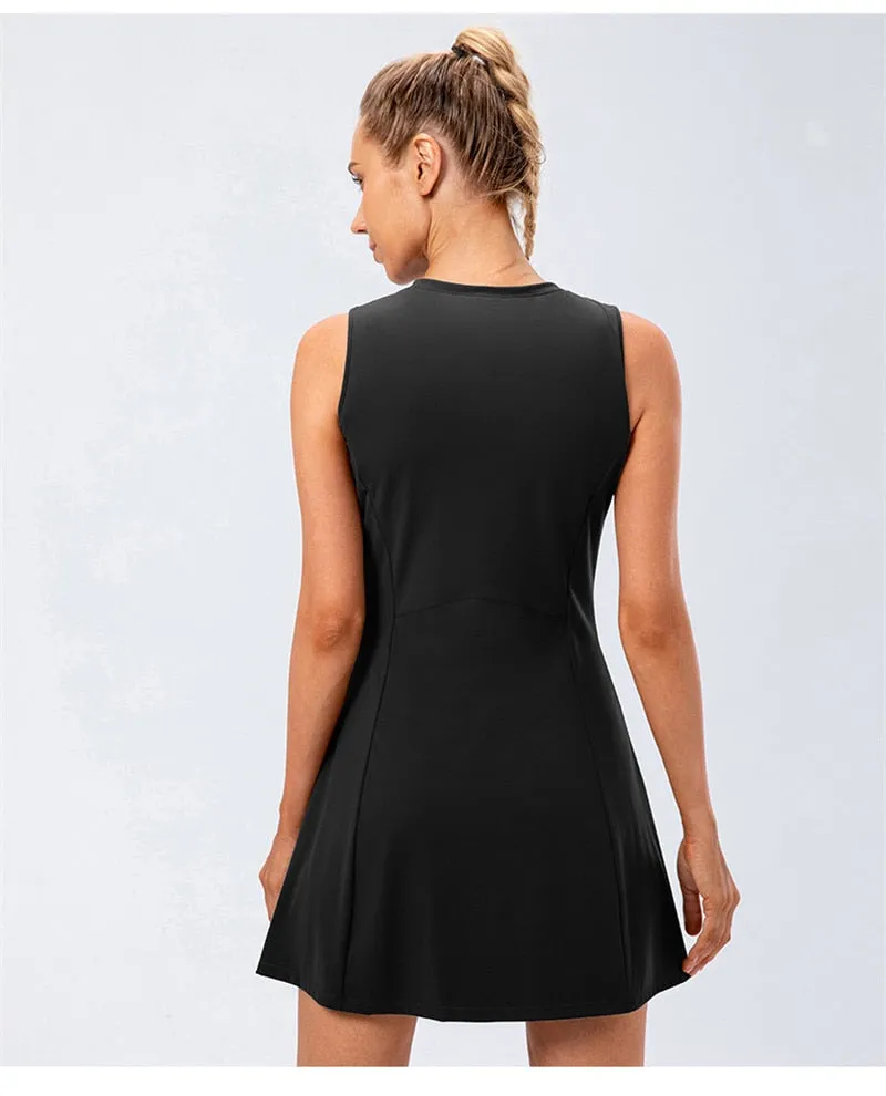 Nylon Mix Quick Dry Yoga Golf Fitness Badminton 2 Piece Set Skirt And Shorts Sportswear Tennis Dress