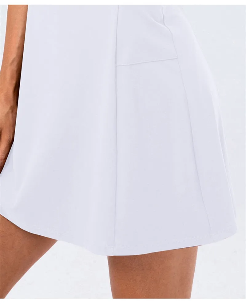 Nylon Mix Quick Dry Yoga Golf Fitness Badminton 2 Piece Set Skirt And Shorts Sportswear Tennis Dress
