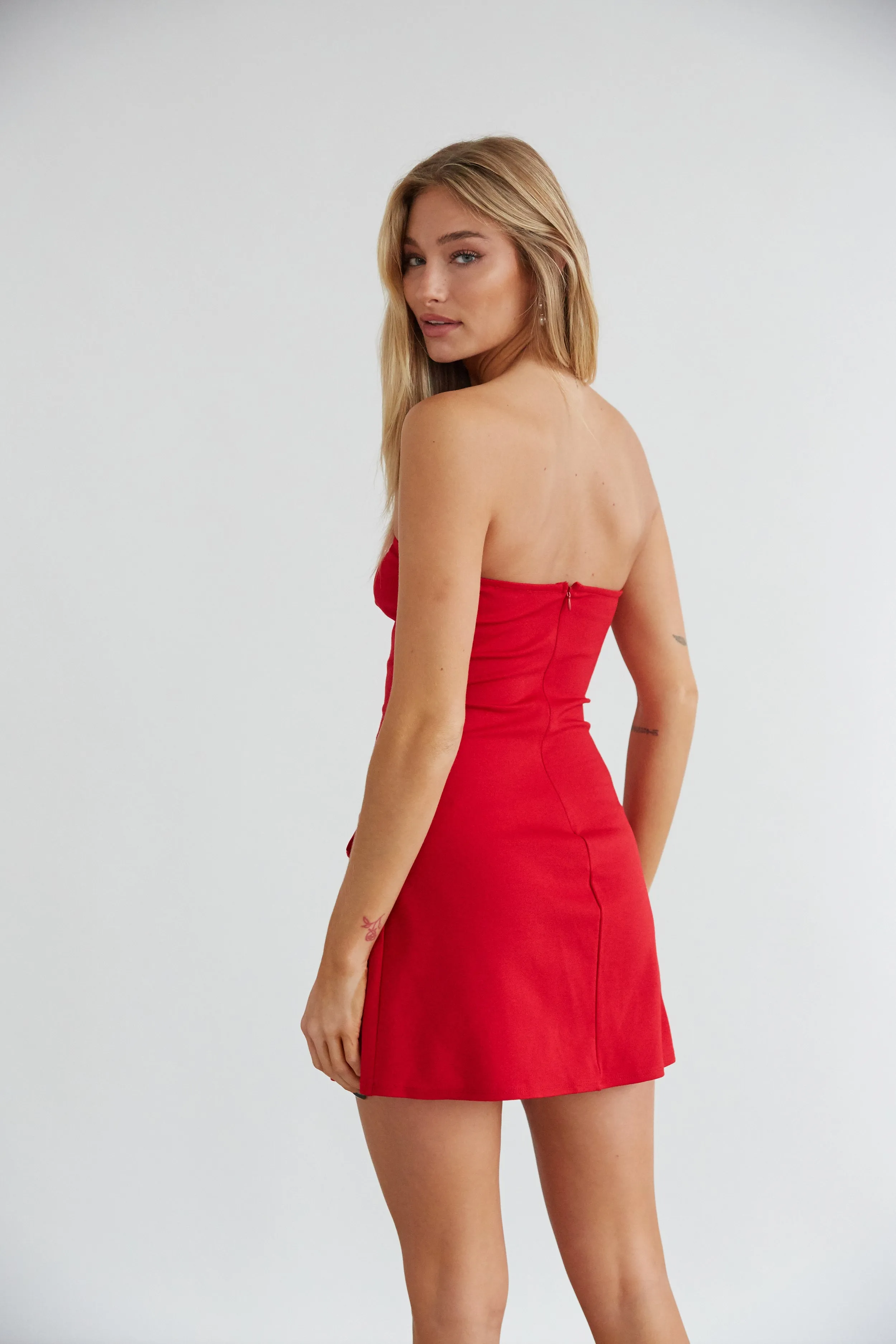 Penelope Strapless Front Pocket Mini Dress