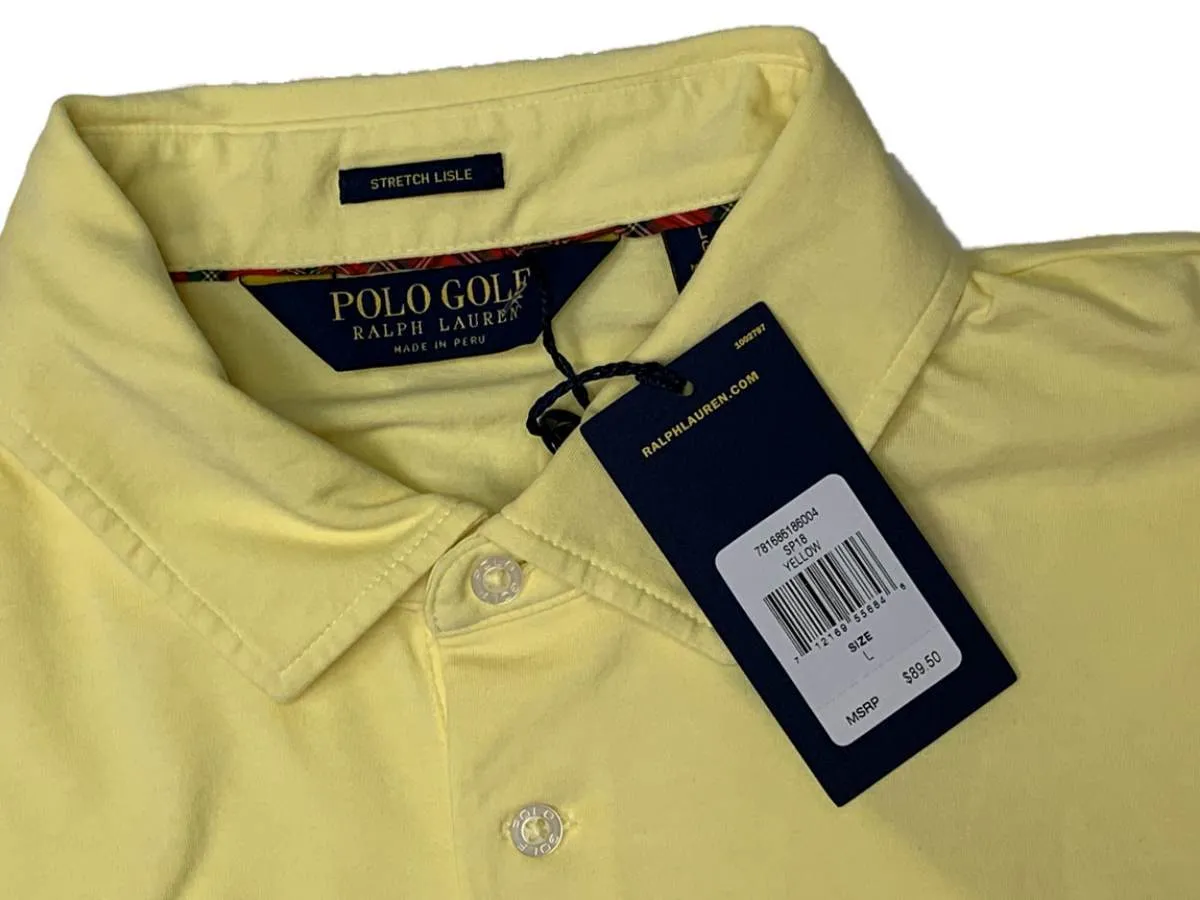 Polo Golf Ralph Lauren Men's Yellow Classic Fit Stretch Lisle Polo (L)