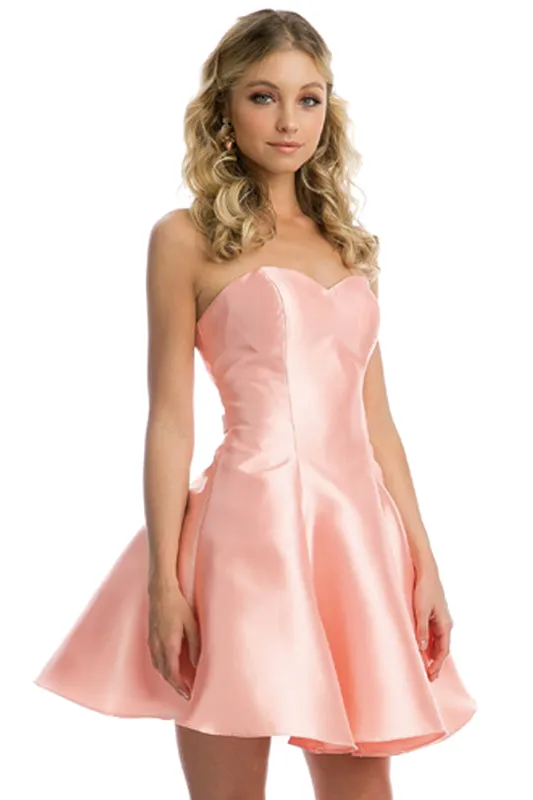 Removable Sheer Overlay Satin Short Homecoming Dress