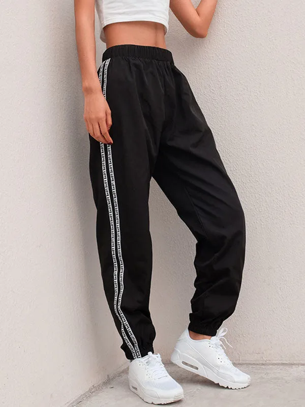 Side Letter Stripe Sweat Pants