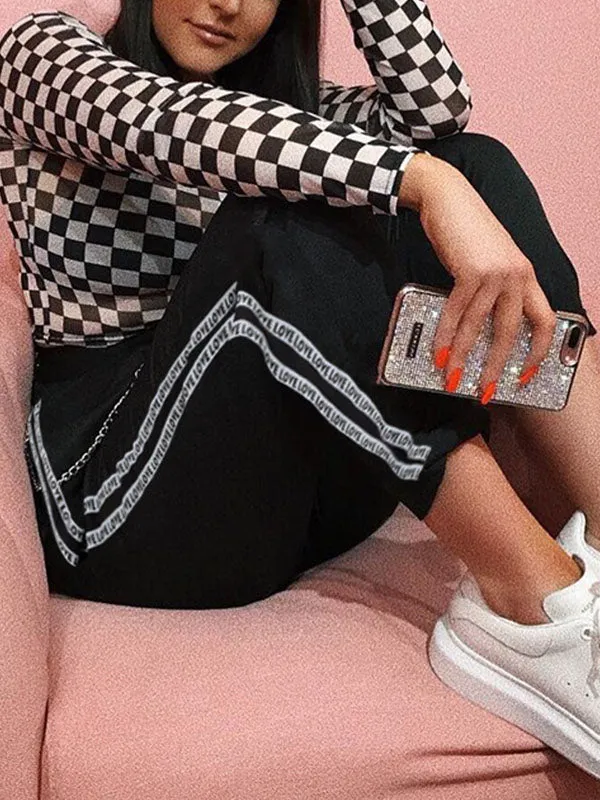 Side Letter Stripe Sweat Pants